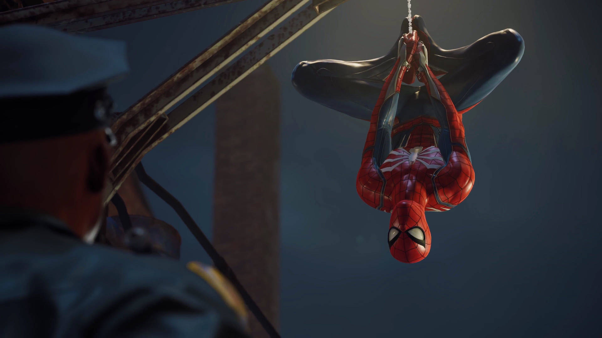 Download free Marvel Spiderman Hanging Upside Down 4k Ps4 Wallpaper -  MrWallpaper.com