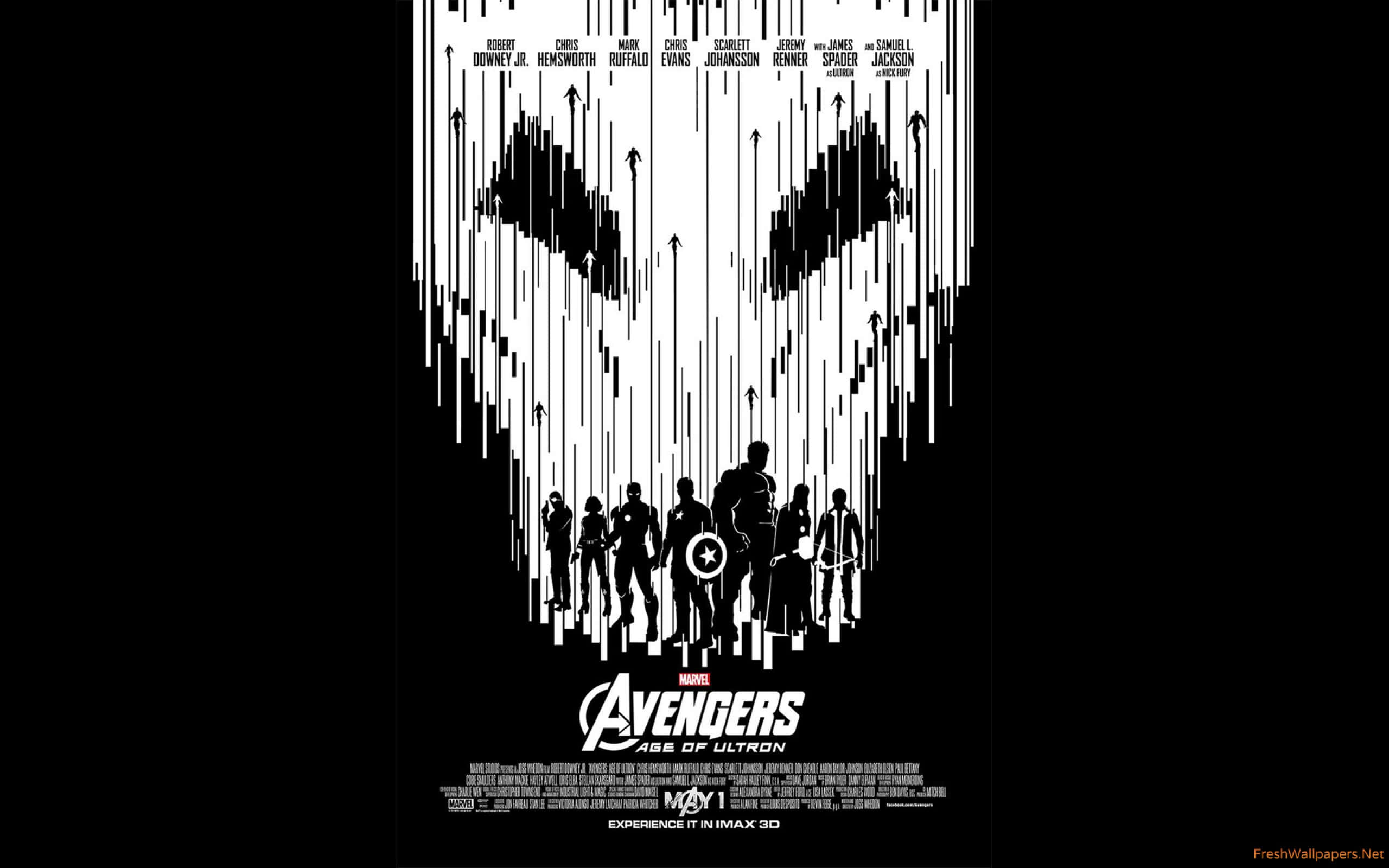 Marvel Universe Illustrated In A Striking Black And White Tone Wallpaper