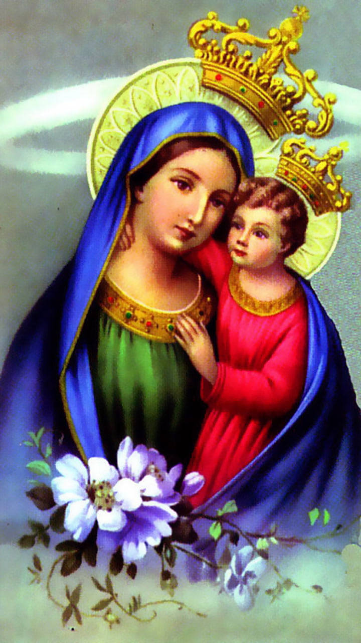Mary And Jesus Crowns Wallpaper