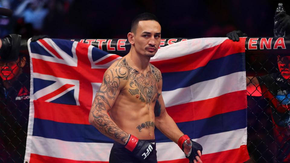 Max Holloway Walking Near Hawaiian Flag Wallpaper