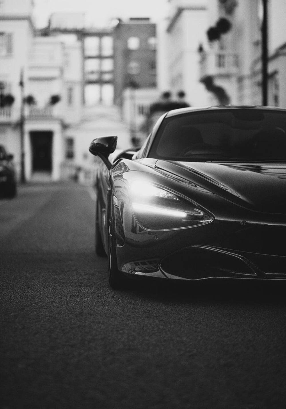 Mclaren 720s Phone Black And White On Road Wallpaper