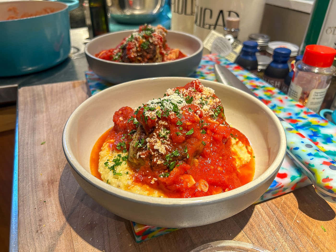 Meatballs Served Over Polenta Wallpaper