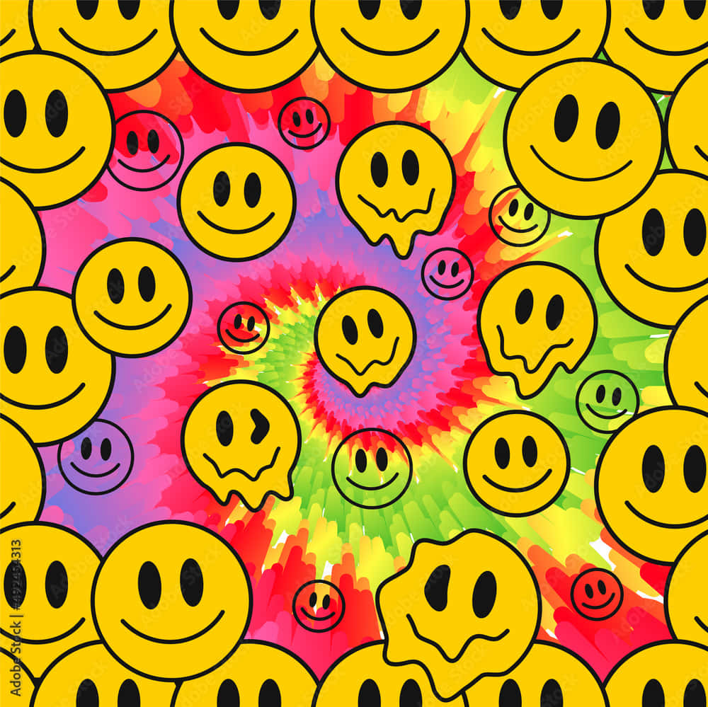 Melting Hippie Smile Emoji Art Wallpaper