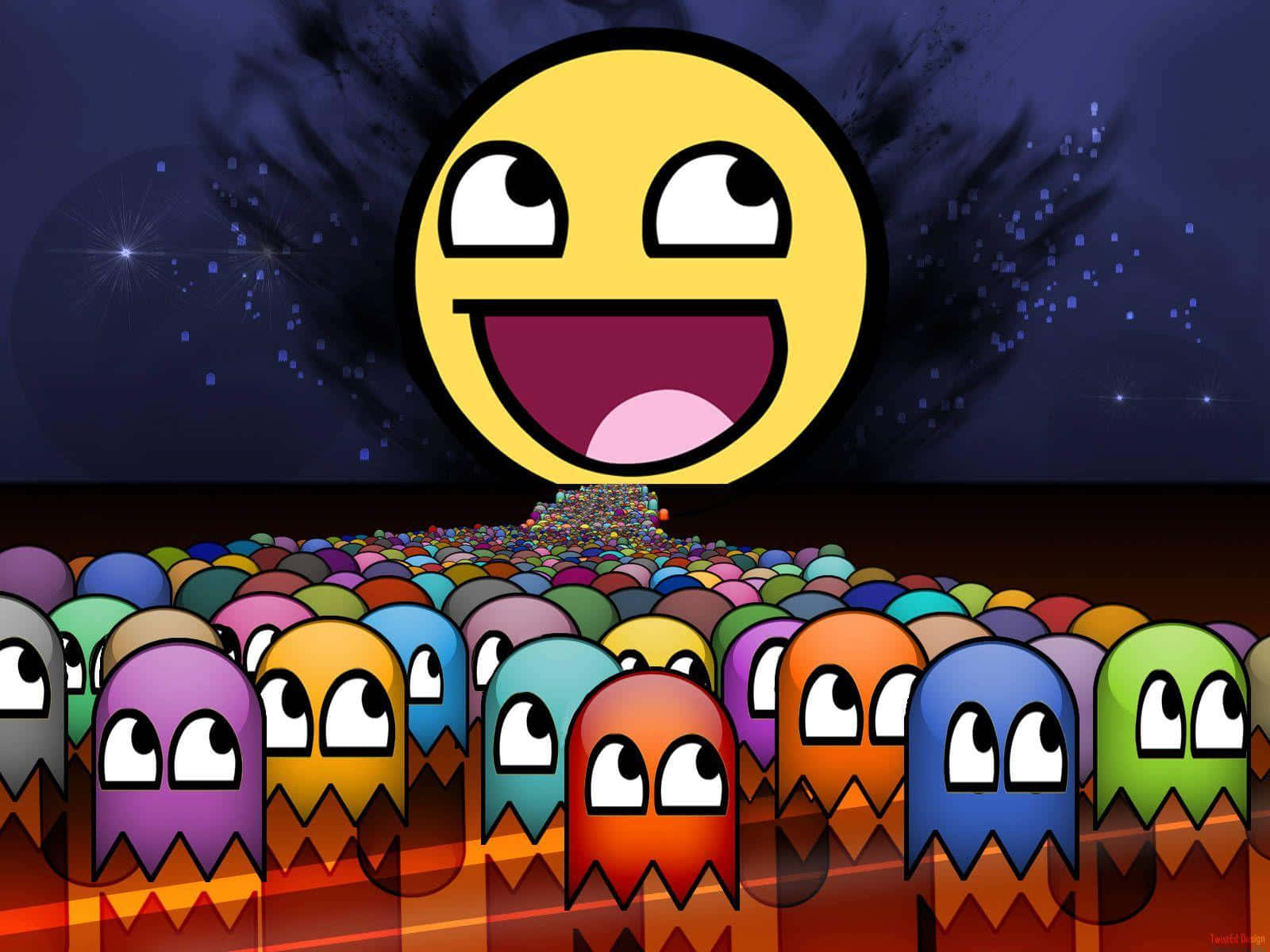 Meme Emoticon Pacman Ghost Eyes Wallpaper