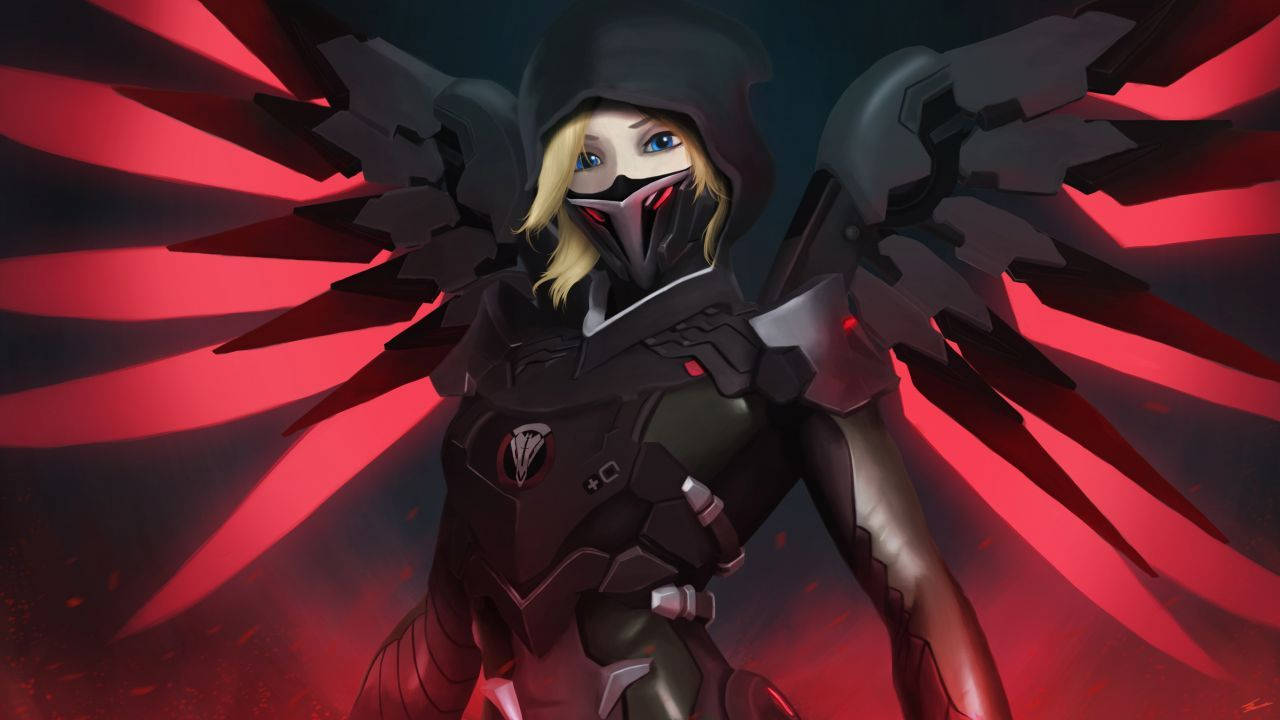Mercy In Black And Red Outfit Wallpaper