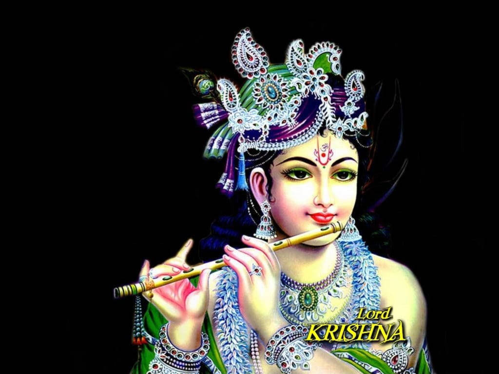 Mesmerizing Portrait Of Lord Krishna Wallpaper