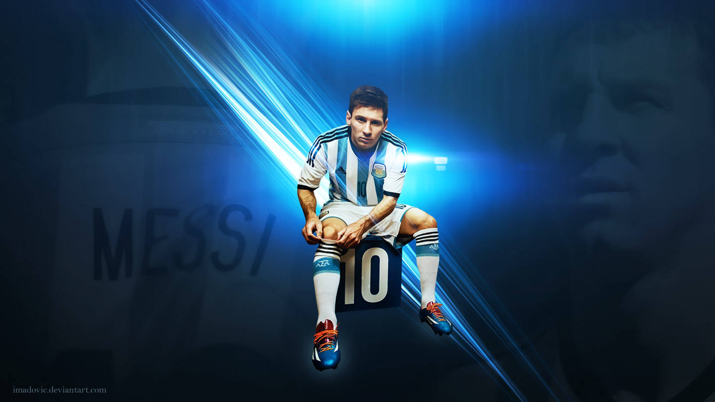 Messi Sitting On 10 Wallpaper