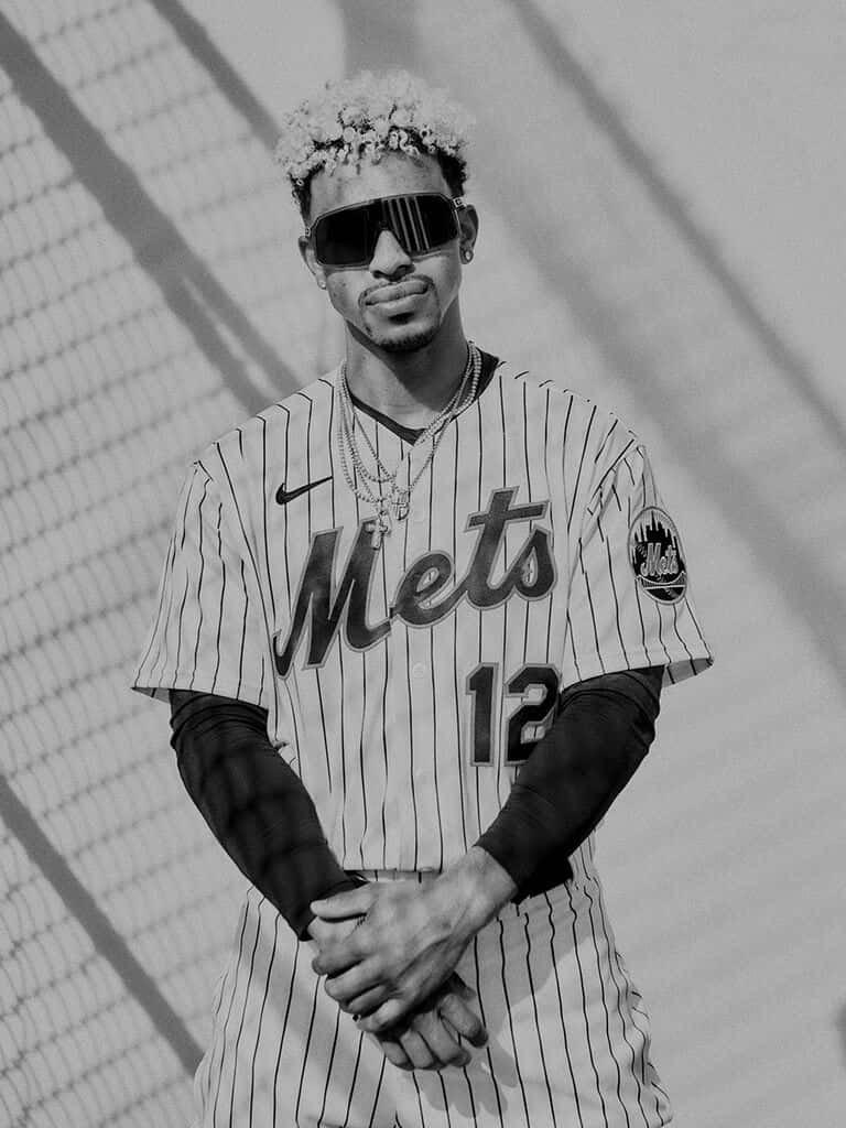 Mets Player Blackand White Portrait Wallpaper