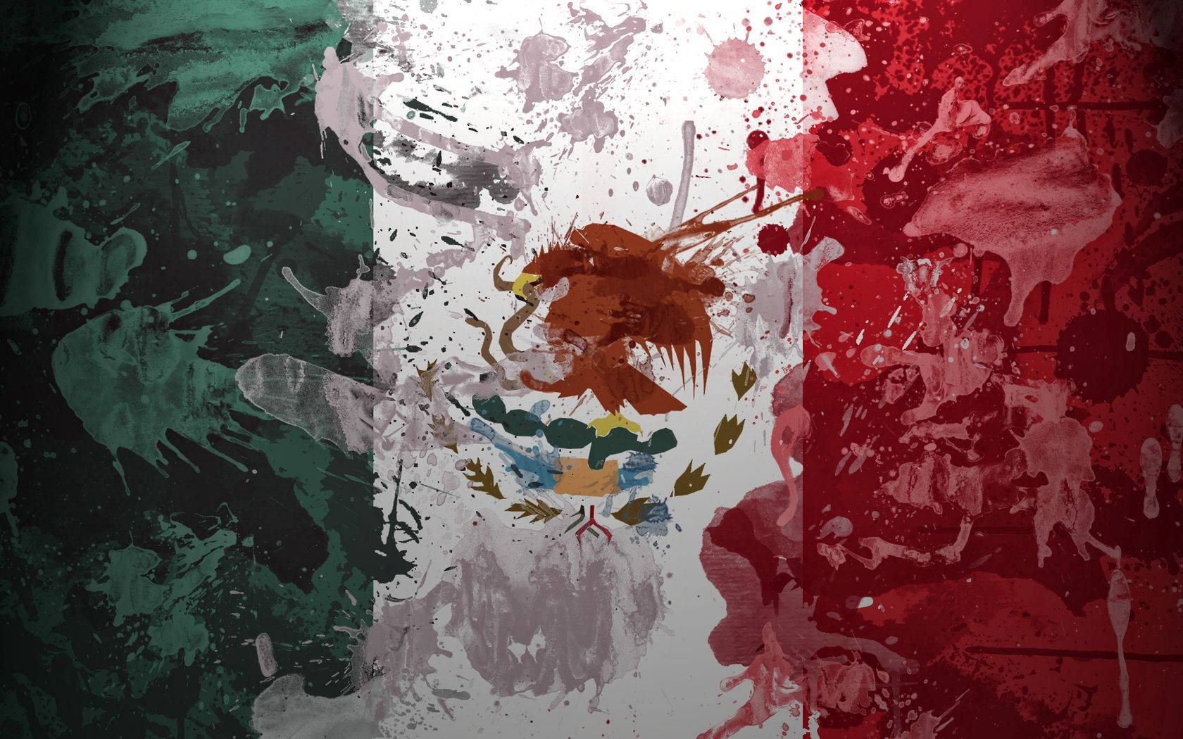 Mexico Flag Paint Splatters Art Design Wallpaper