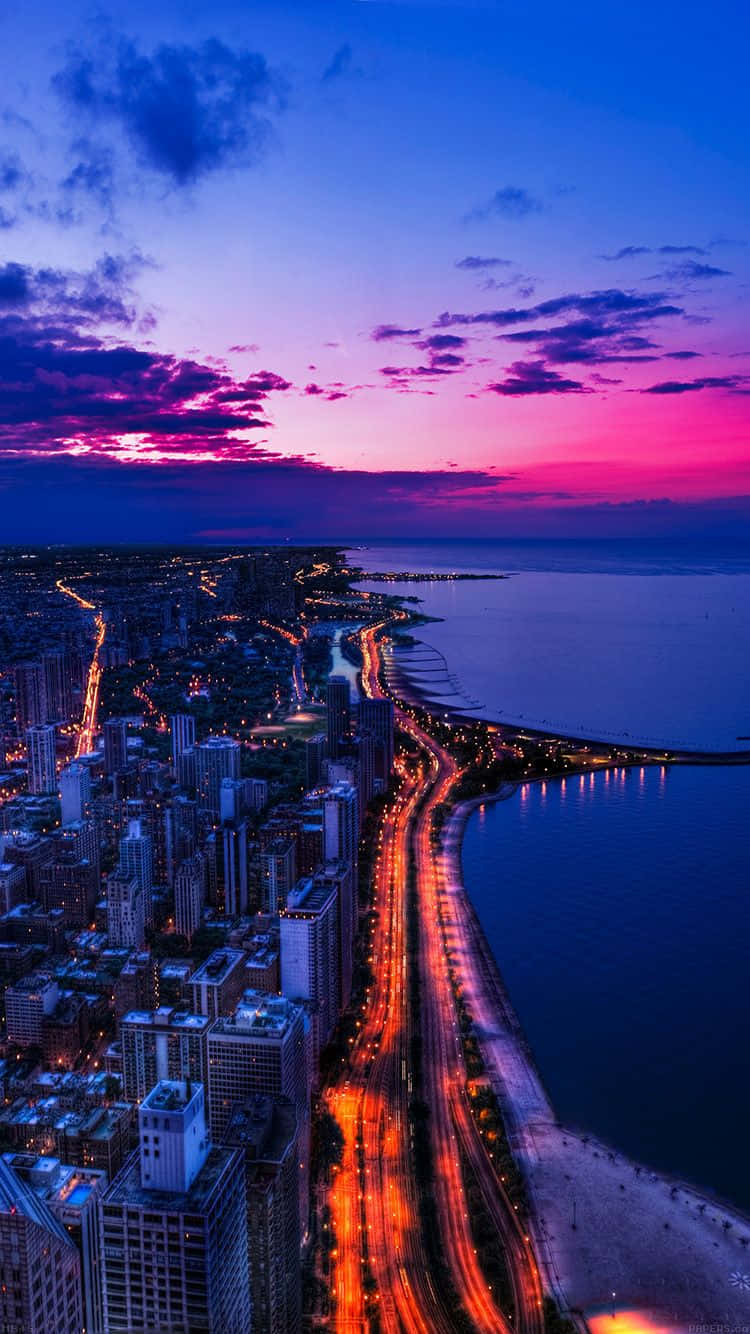 Miami City Dusk Iphone Wallpaper