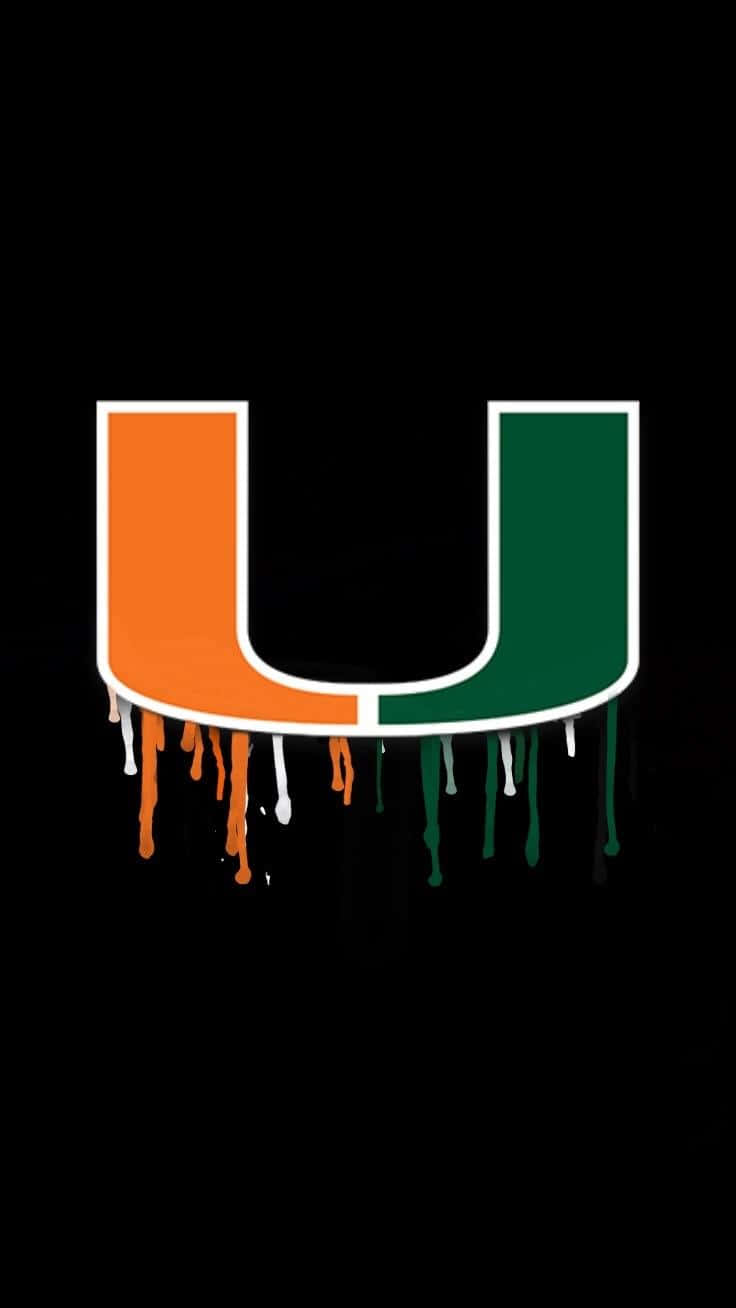 Miami Hurricanes Logo On A Black Background Wallpaper