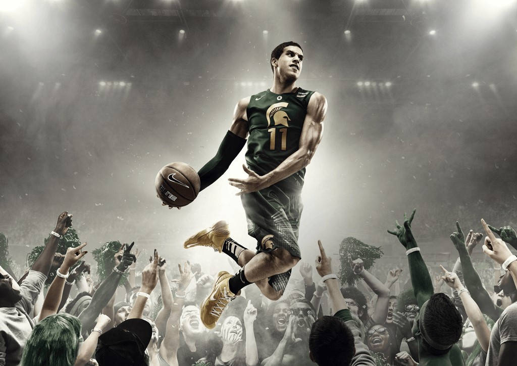 Michigan State University Basketball Team In Action Wallpaper