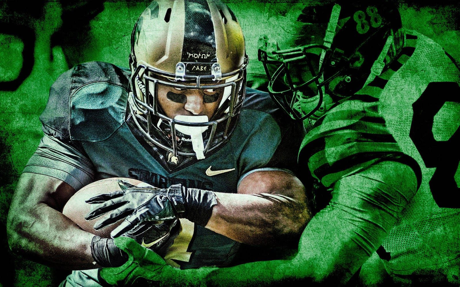 Michigan State University Football Player In Action Wallpaper