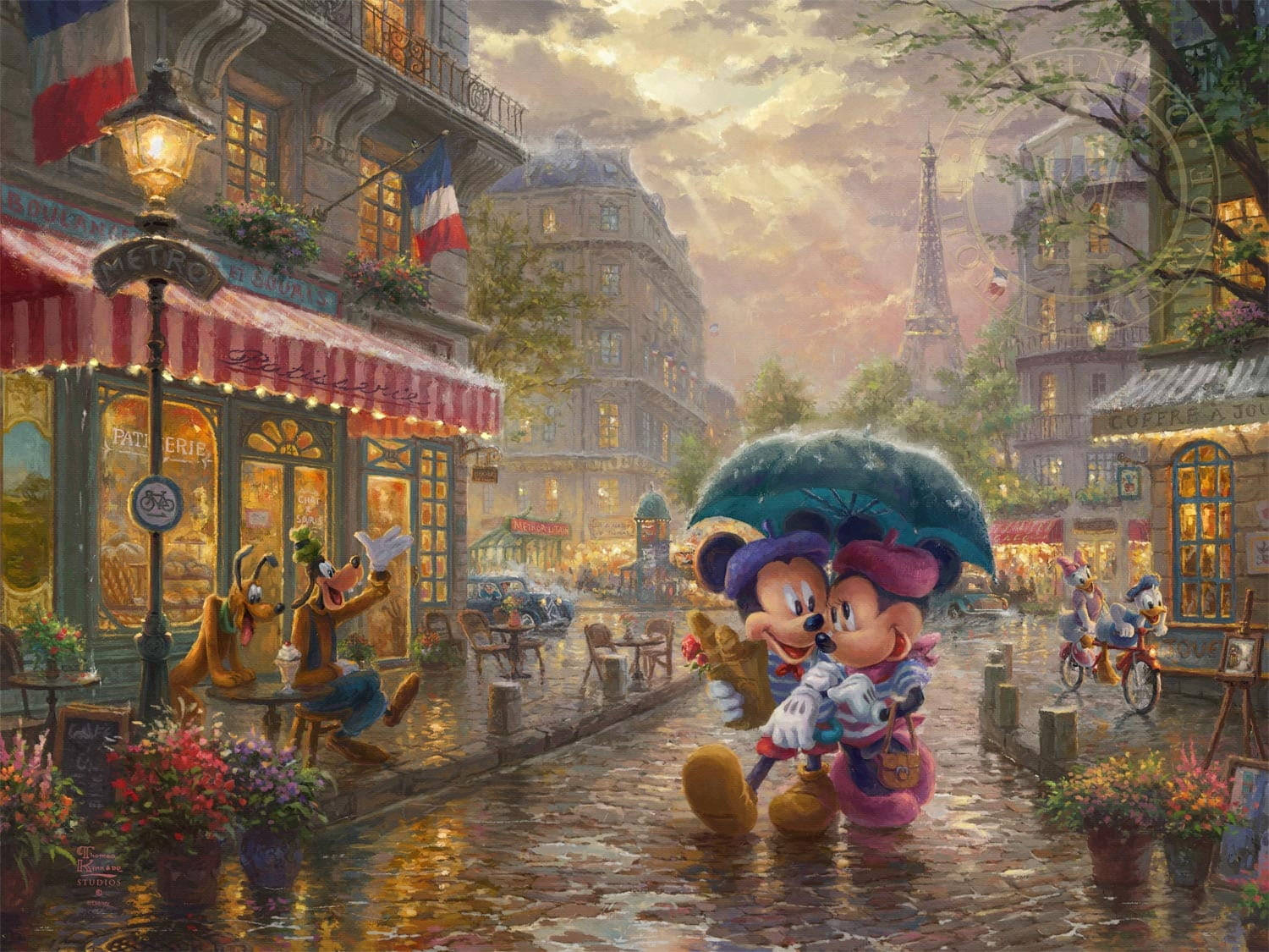 Mickey And Minnie Mouse, A Romantic Rain Couple Wallpaper
