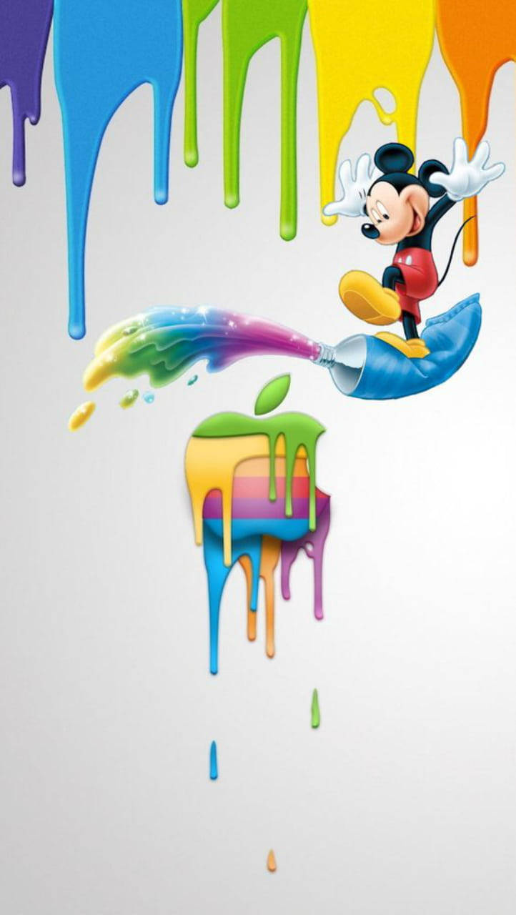Mickey Mouse Apple Logo Iphone Wallpaper