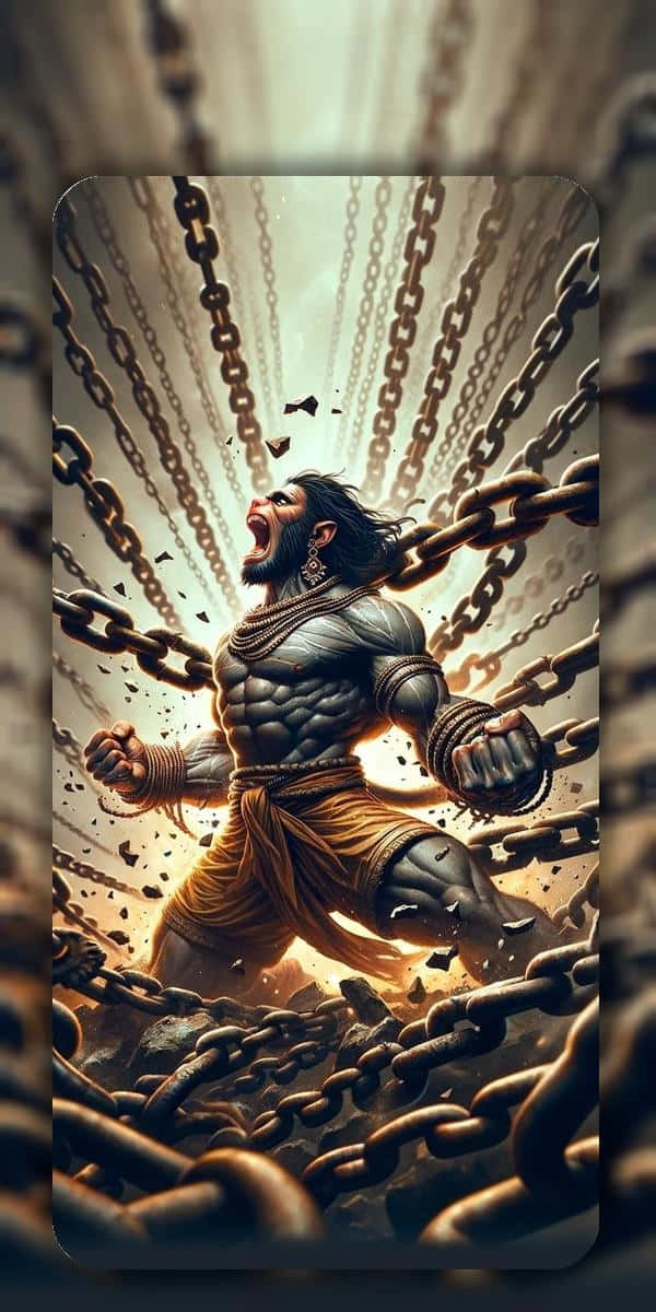 Mighty_ Hanuman_ Breaking_ Chains Wallpaper