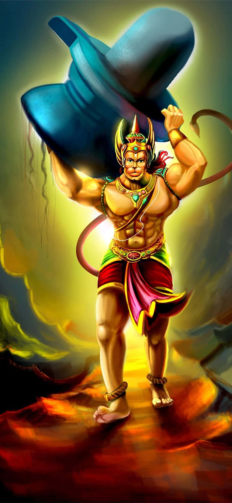 Mighty_ Hanuman_ Lifting_ Mountain Wallpaper