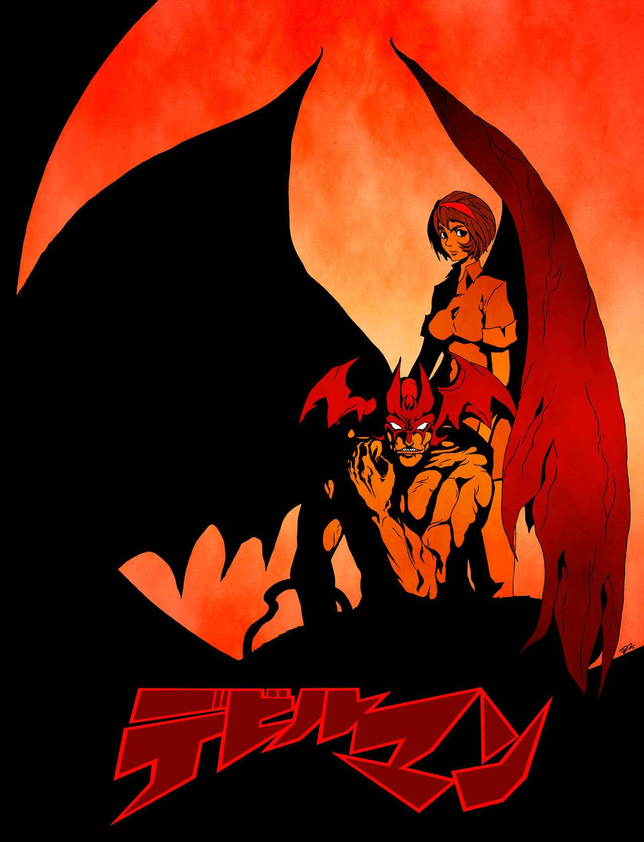 Mikiko And Amon Devilman Crybaby In Red Wallpaper
