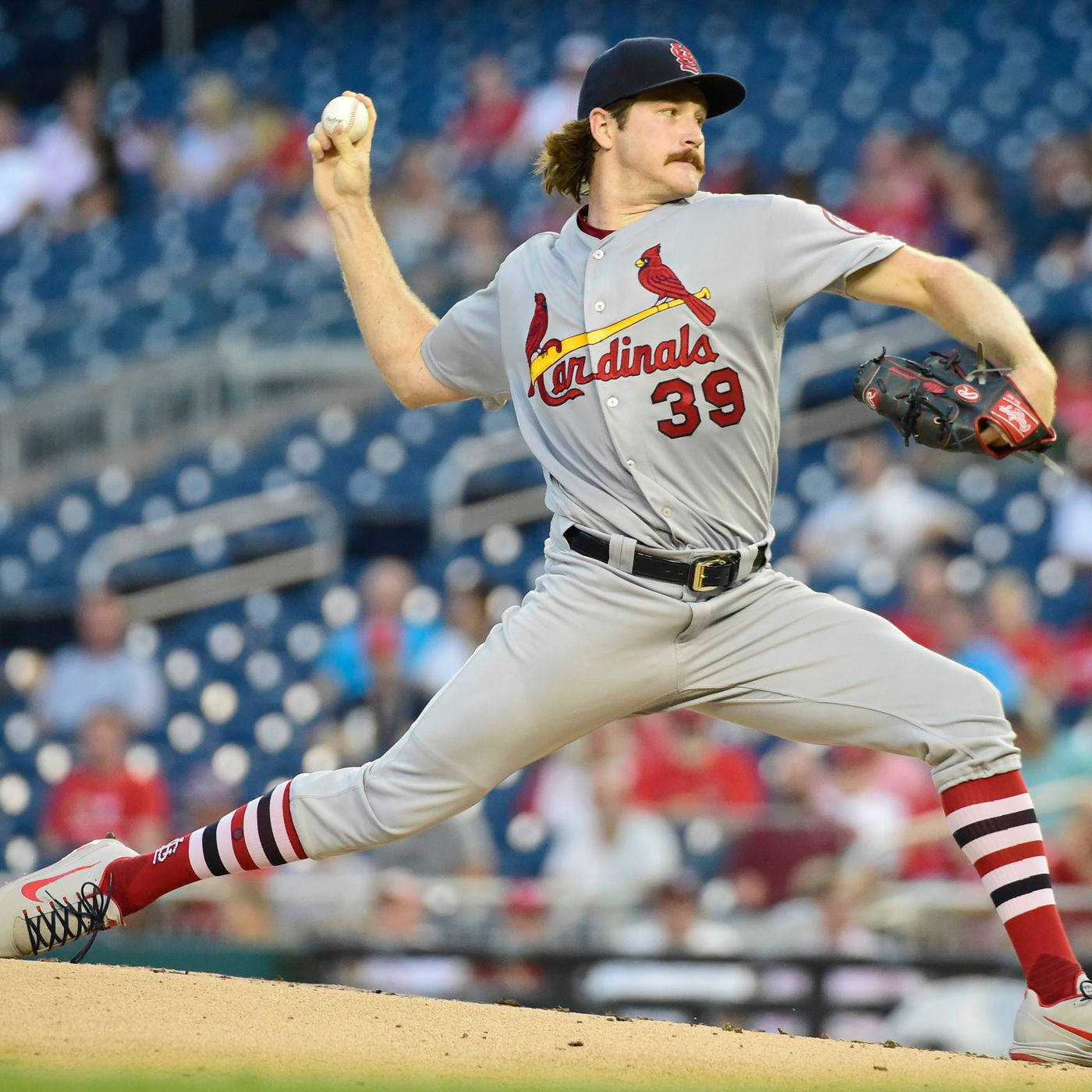 Miles Mikolas Striding Throwing Baseball Wallpaper