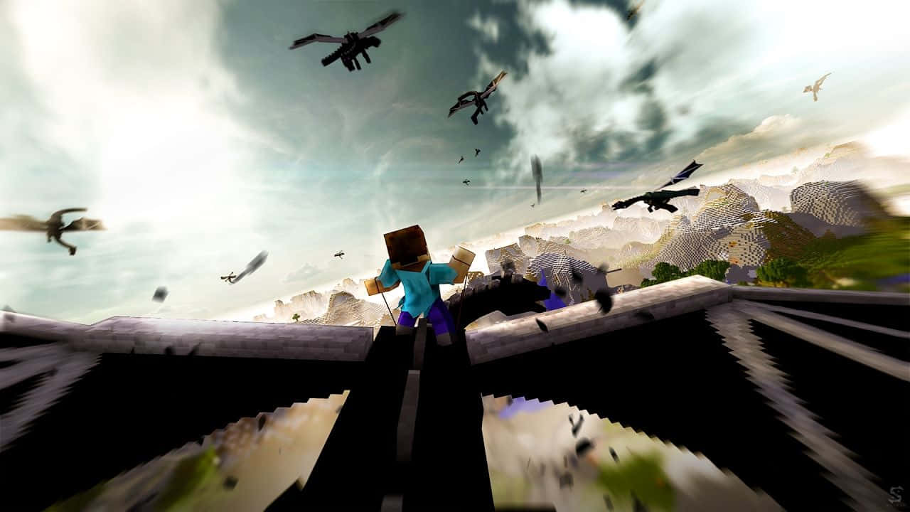 Minecraft Ender Dragon Attack Wallpaper