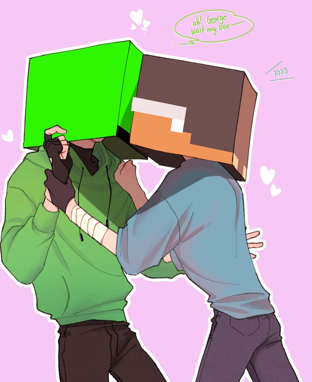 Minecraft Heads Hug Wallpaper