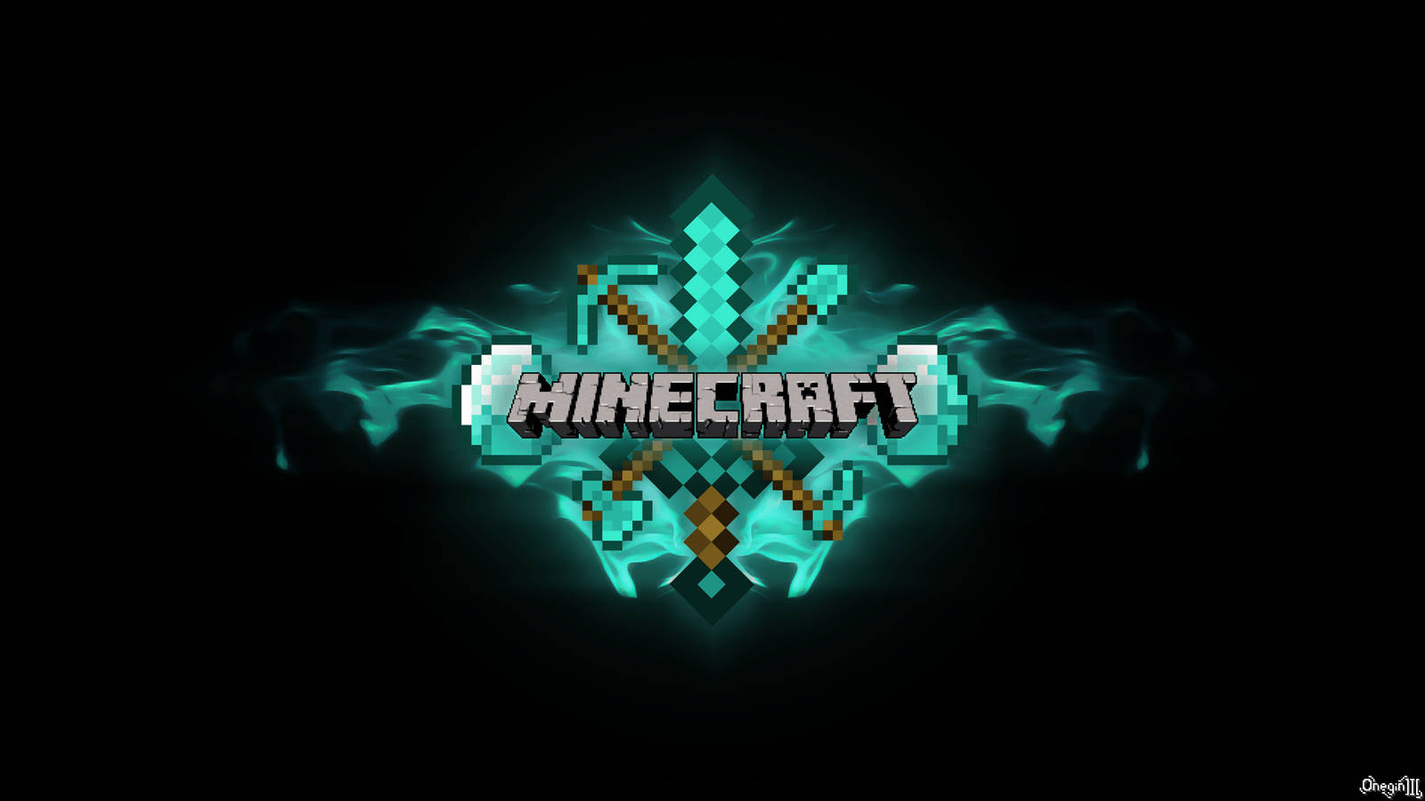 Minecraft Logo With Tools Wallpaper