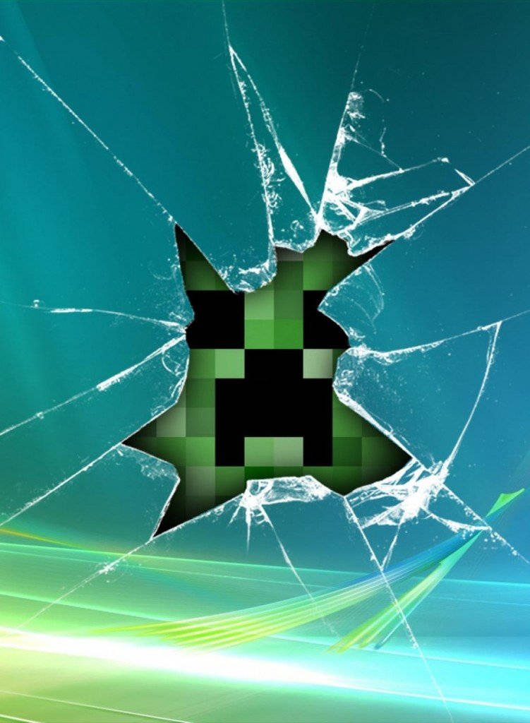 Minecraft Meme Creeper Crack Screen Wallpaper