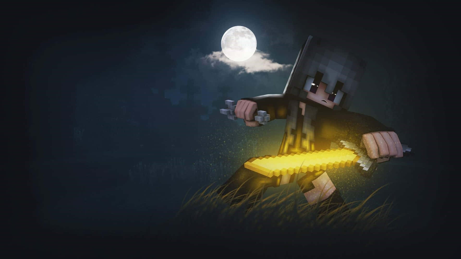 Download free Minecraft Nighttime Creeper Adventure Wallpaper -  MrWallpaper.com