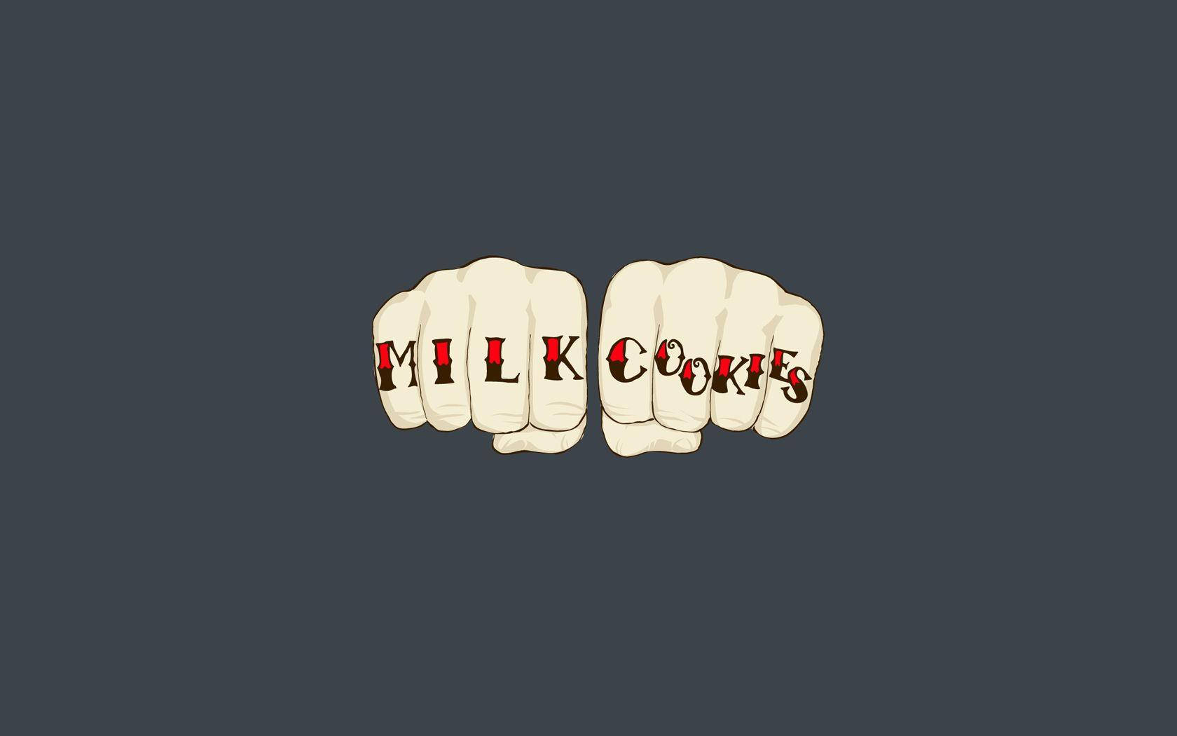 Minimalist Aesthetic Milk Cookies Printed On Fists Wallpaper