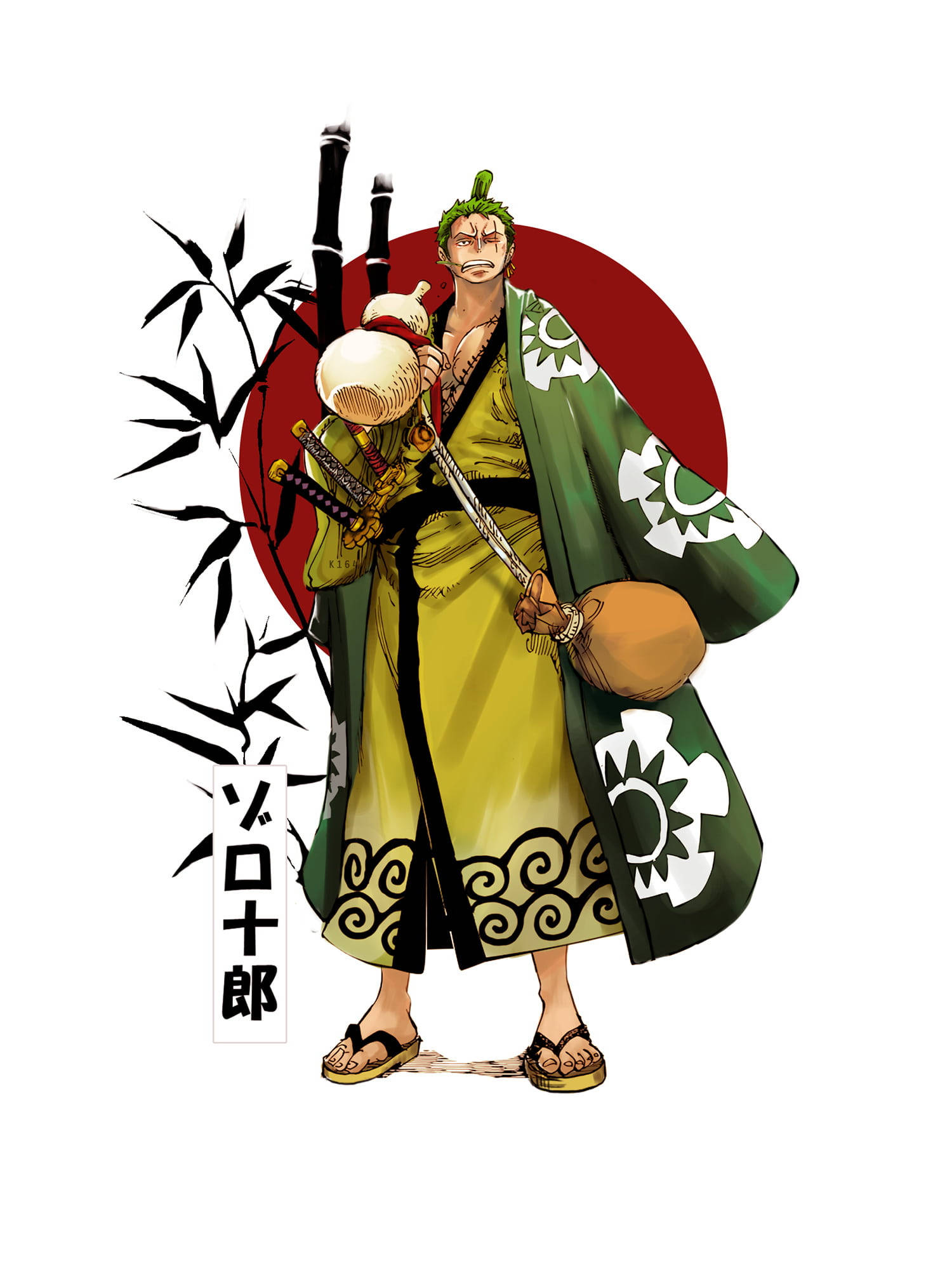 Minimalist Anime Zoro Pfp Wearing Kimono Wallpaper