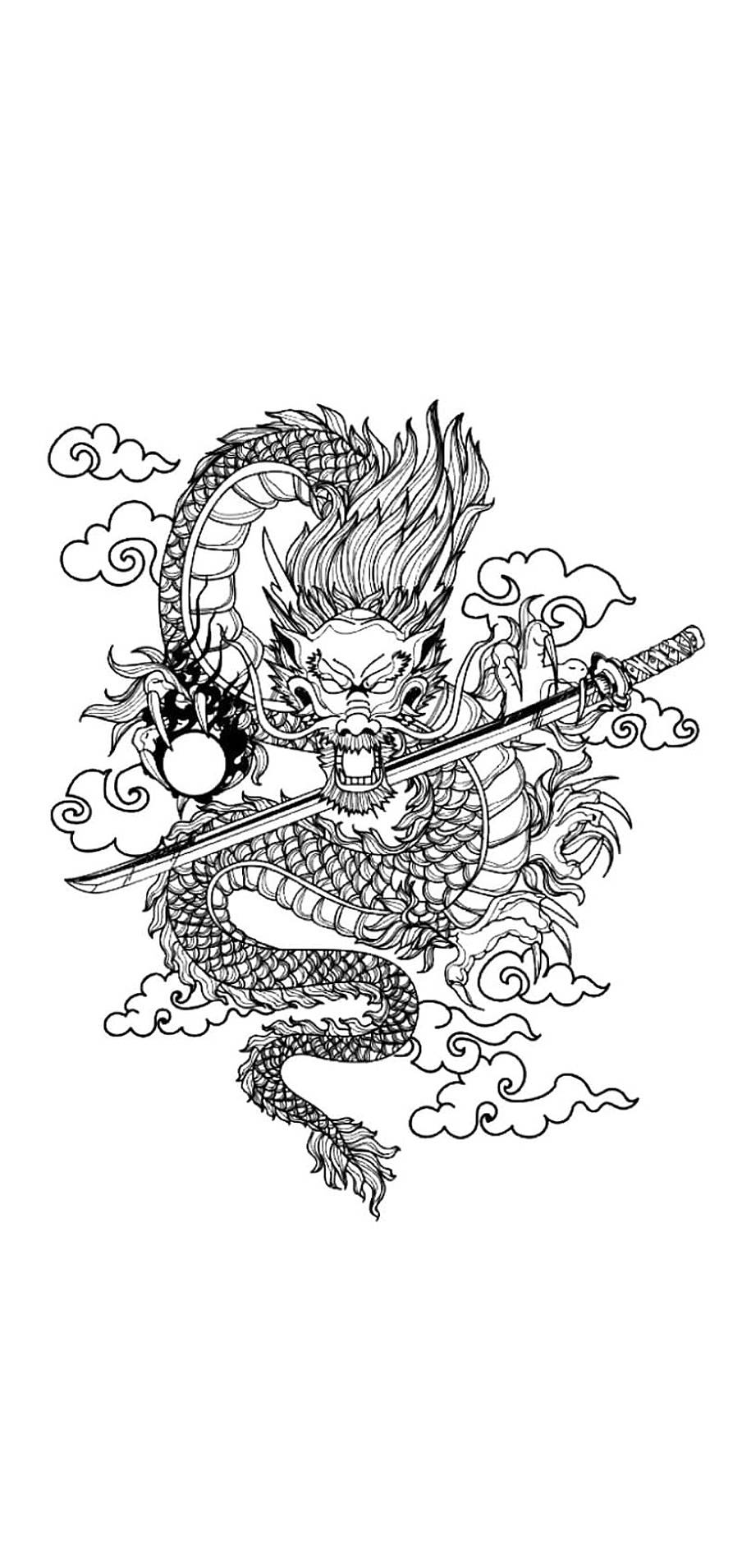 Minimalist Japanese Dragon Tattoo Wallpaper