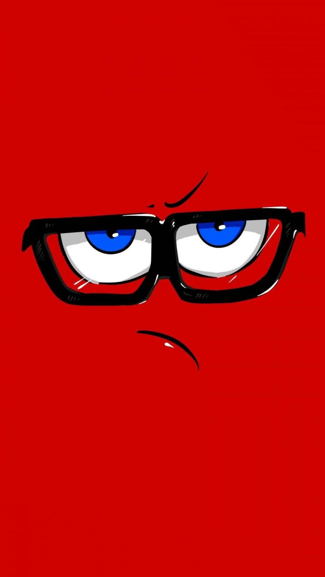 Minimalist Red Cartoon Face Wallpaper