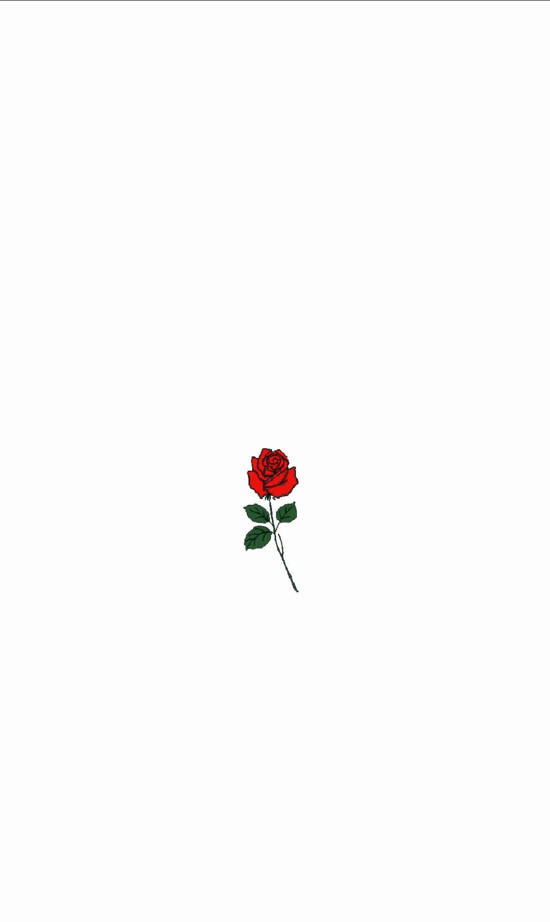 Minimalist Rose With Stem White Screen Wallpaper