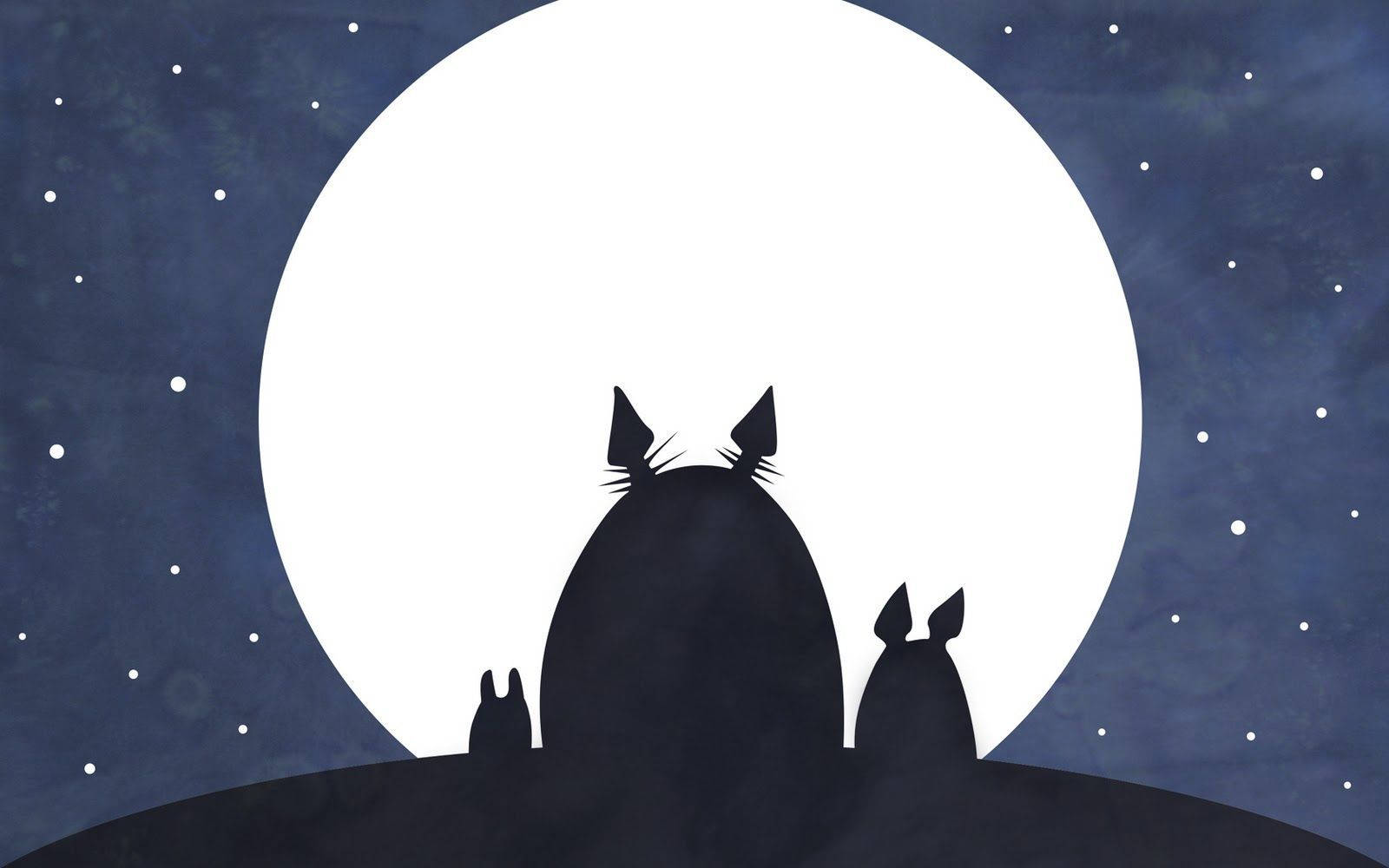 Minimalist Totoro Full Moon Wallpaper