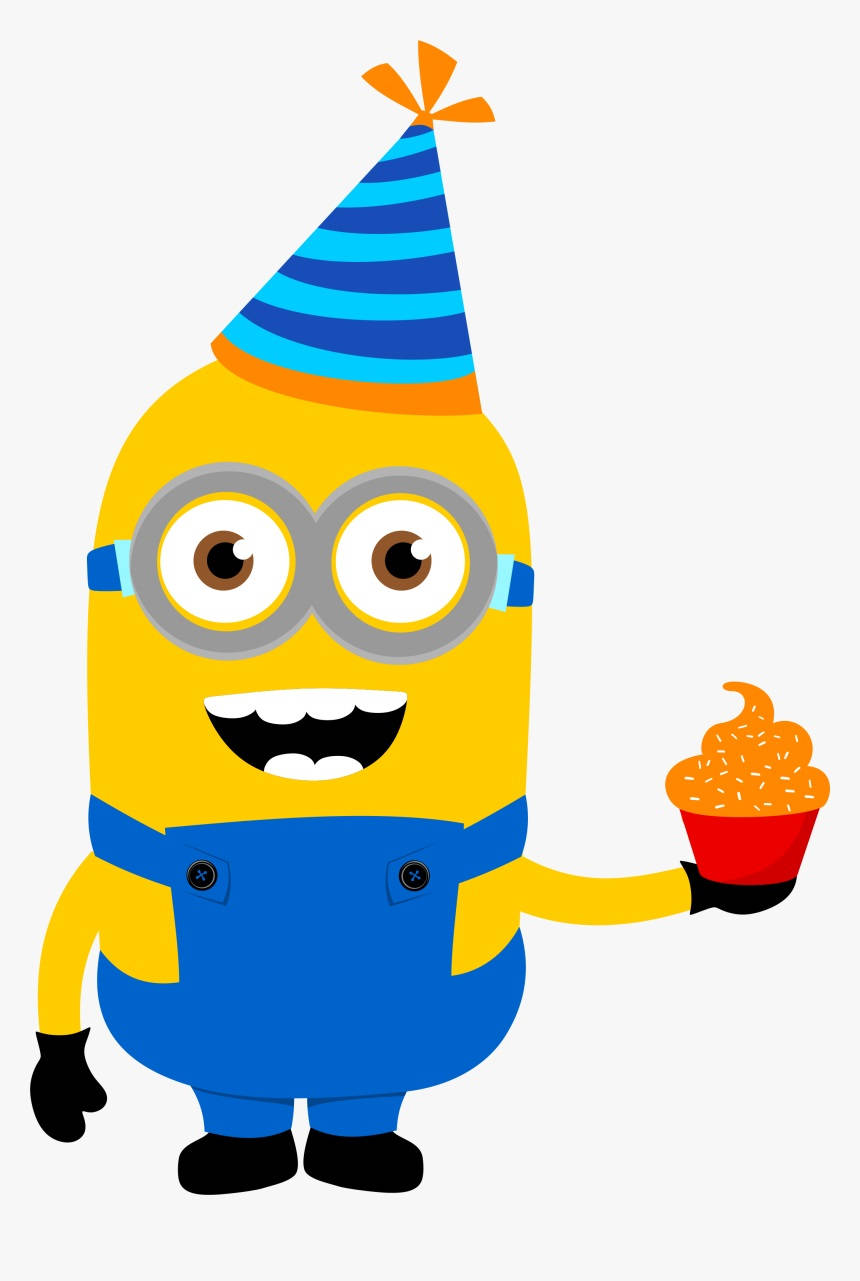 Minion With Party Hat And Cupcake Wallpaper