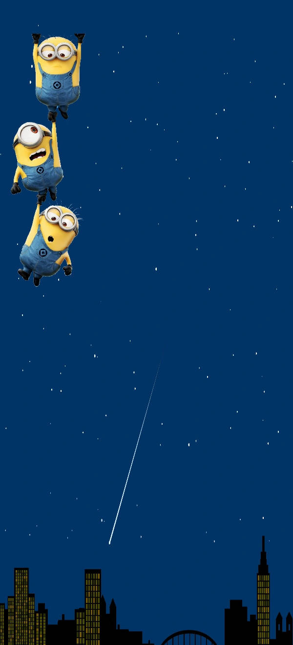 Minions Attached To Punch Hole Wallpaper