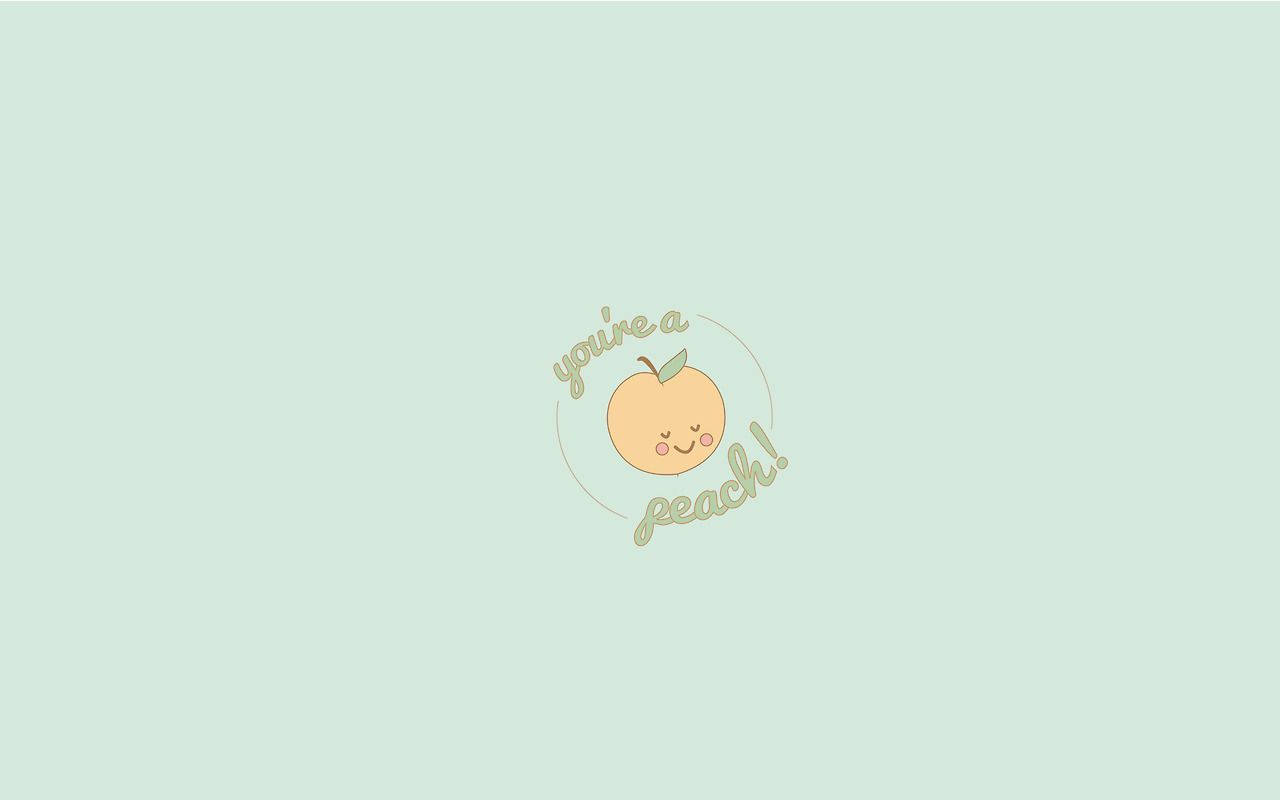 Mint Green Peach Aesthetic Laptop Wallpaper