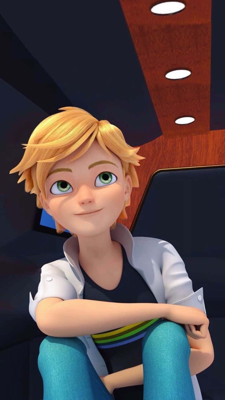 Miraculous Ladybug Adrien Sitting Down Wallpaper