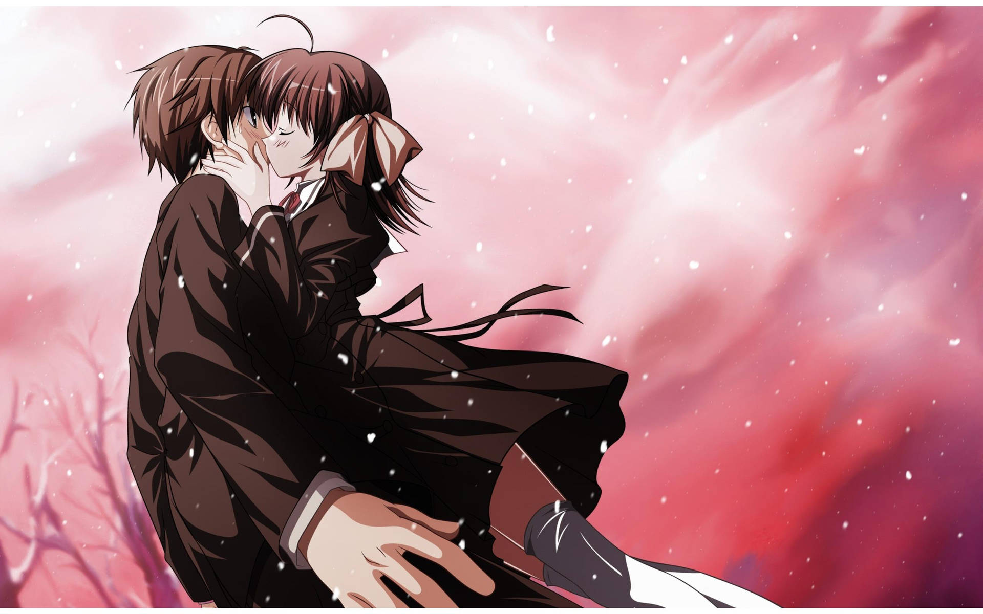 Miyako And Hiro Anime Couple Kiss Wallpaper