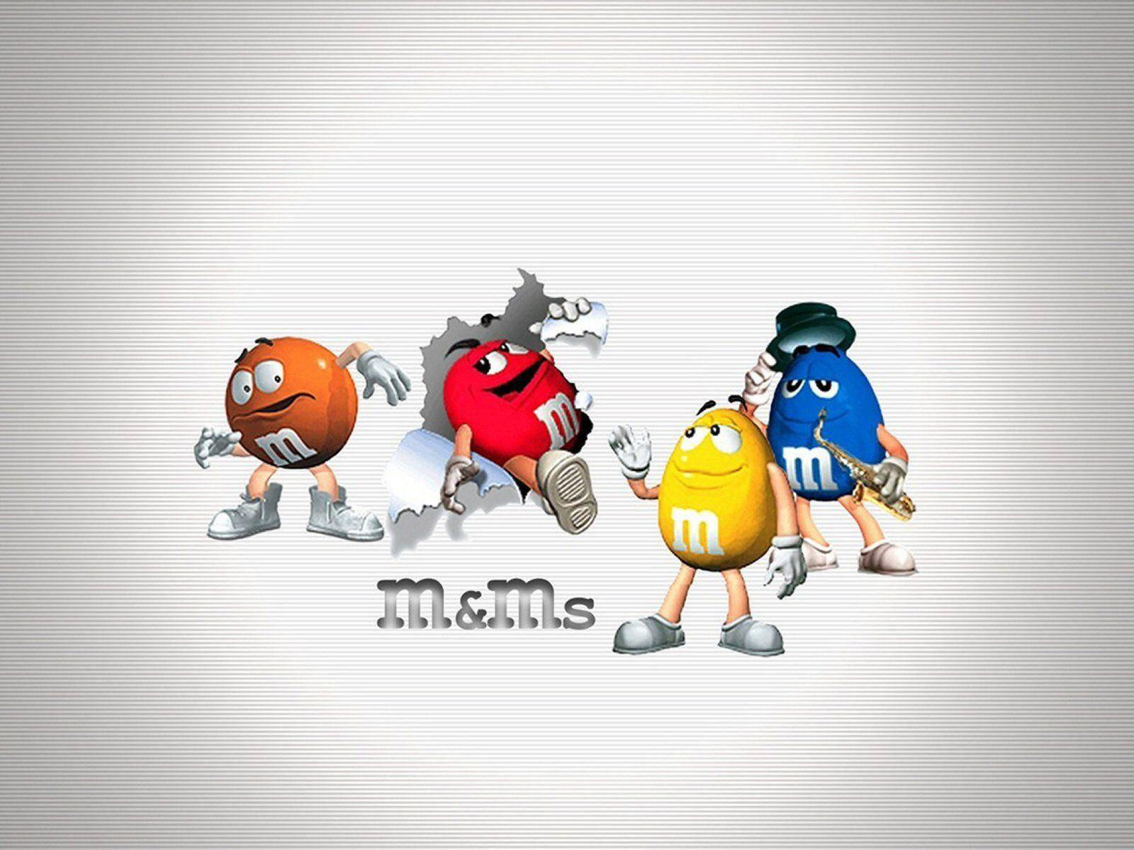 Mms Colourful Chocolate Characters Wallpaper