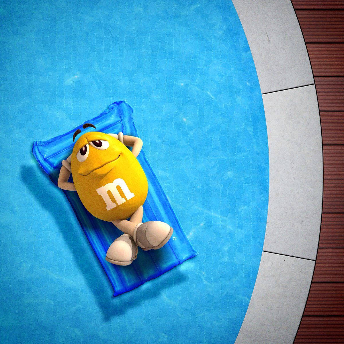 Mms Yellow Relaxing On A Pool Wallpaper