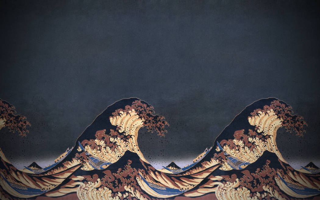 Modern Abstract Japanese Waves Wallpaper