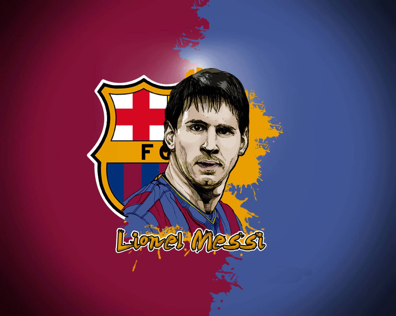 Modern Art Piece Portrays Lionel Messi Of Fc Barcelona Wallpaper