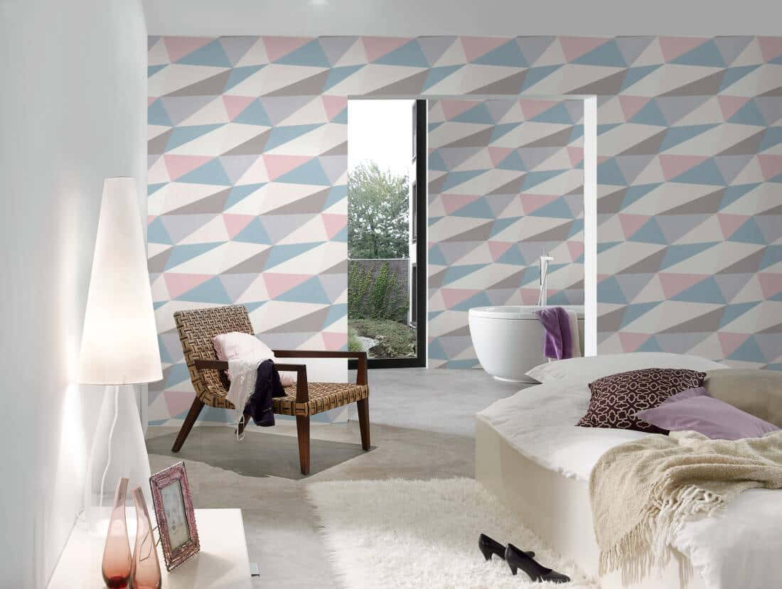 Modern Minimalist Grey And Pink Wallpaper