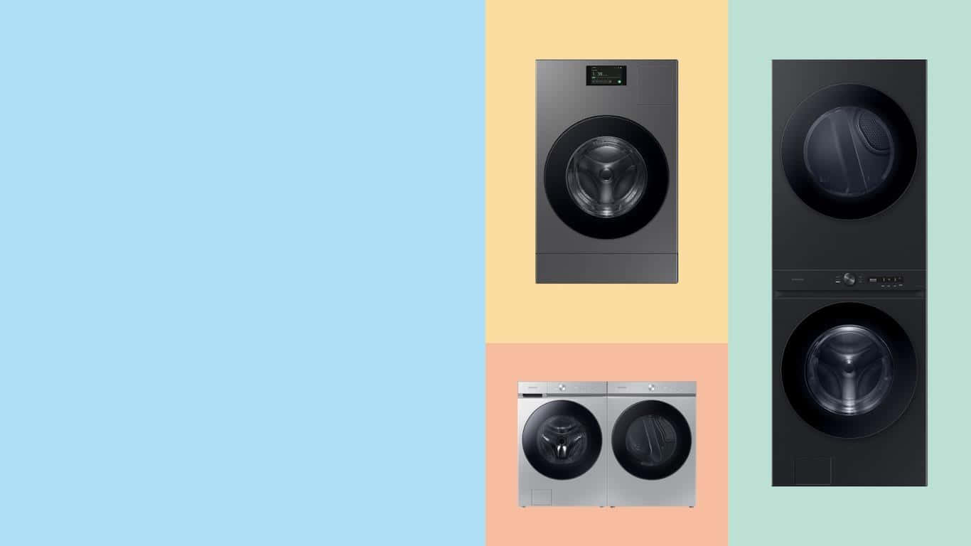 Modern Washing Machines Colorful Background Wallpaper