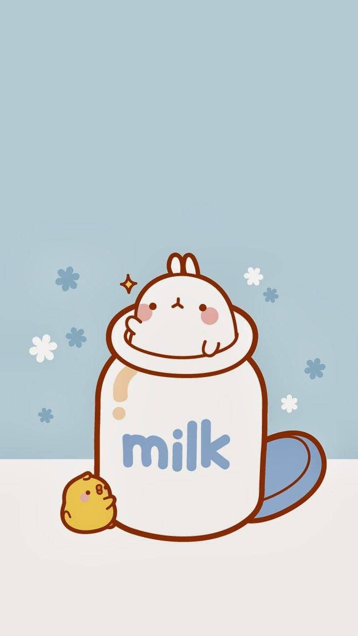 Molang In A Milk Bottle Wallpaper