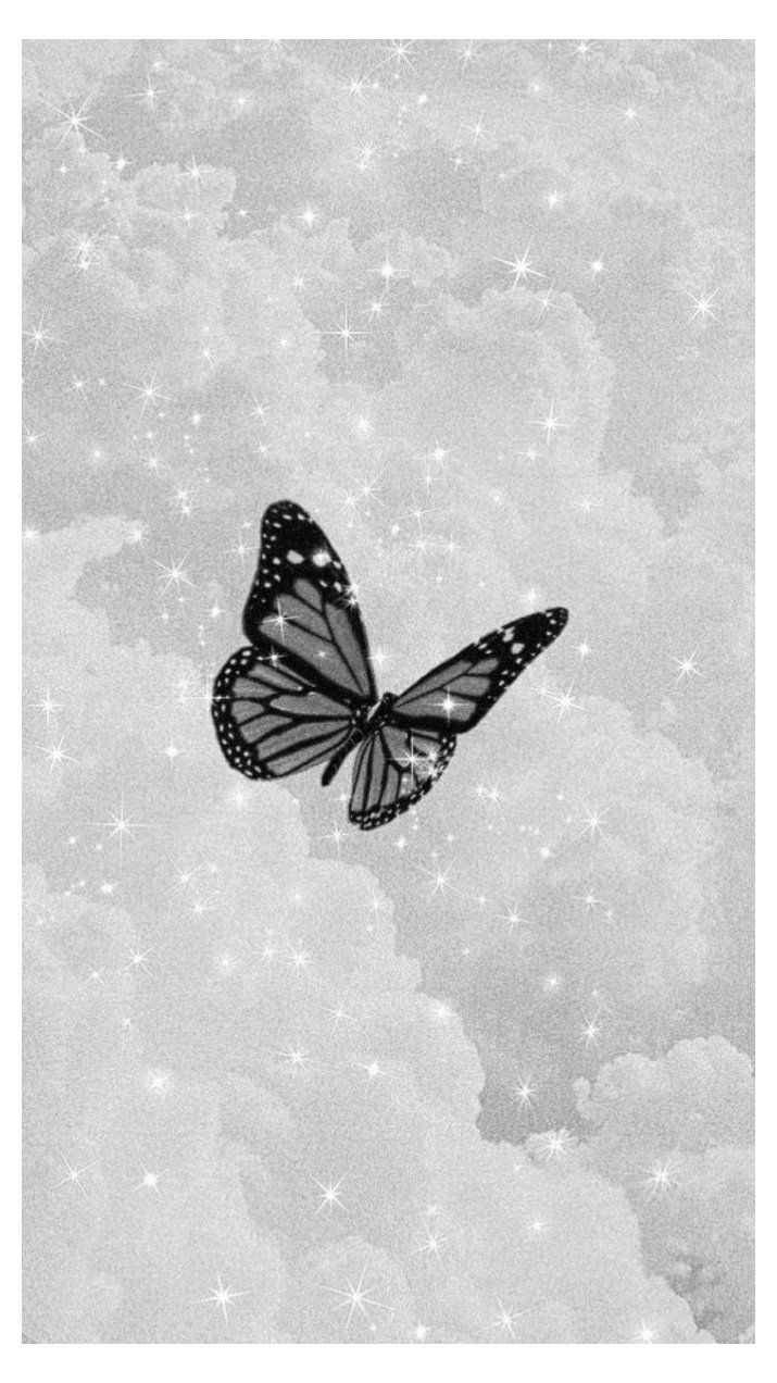 Monarch Butterfly Glittery White Pattern Wallpaper