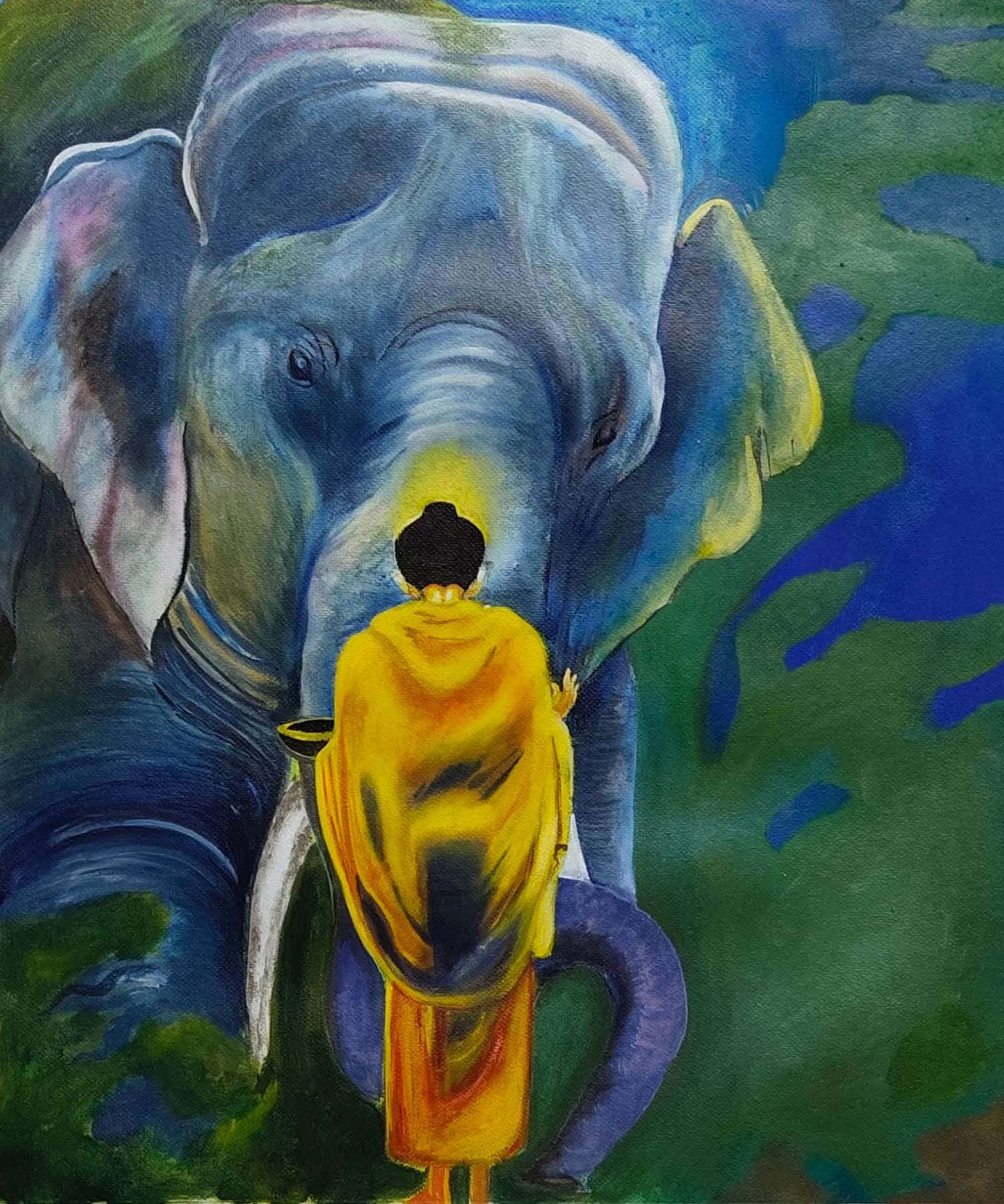 Monkand Elephantin Contemplation.jpg Wallpaper