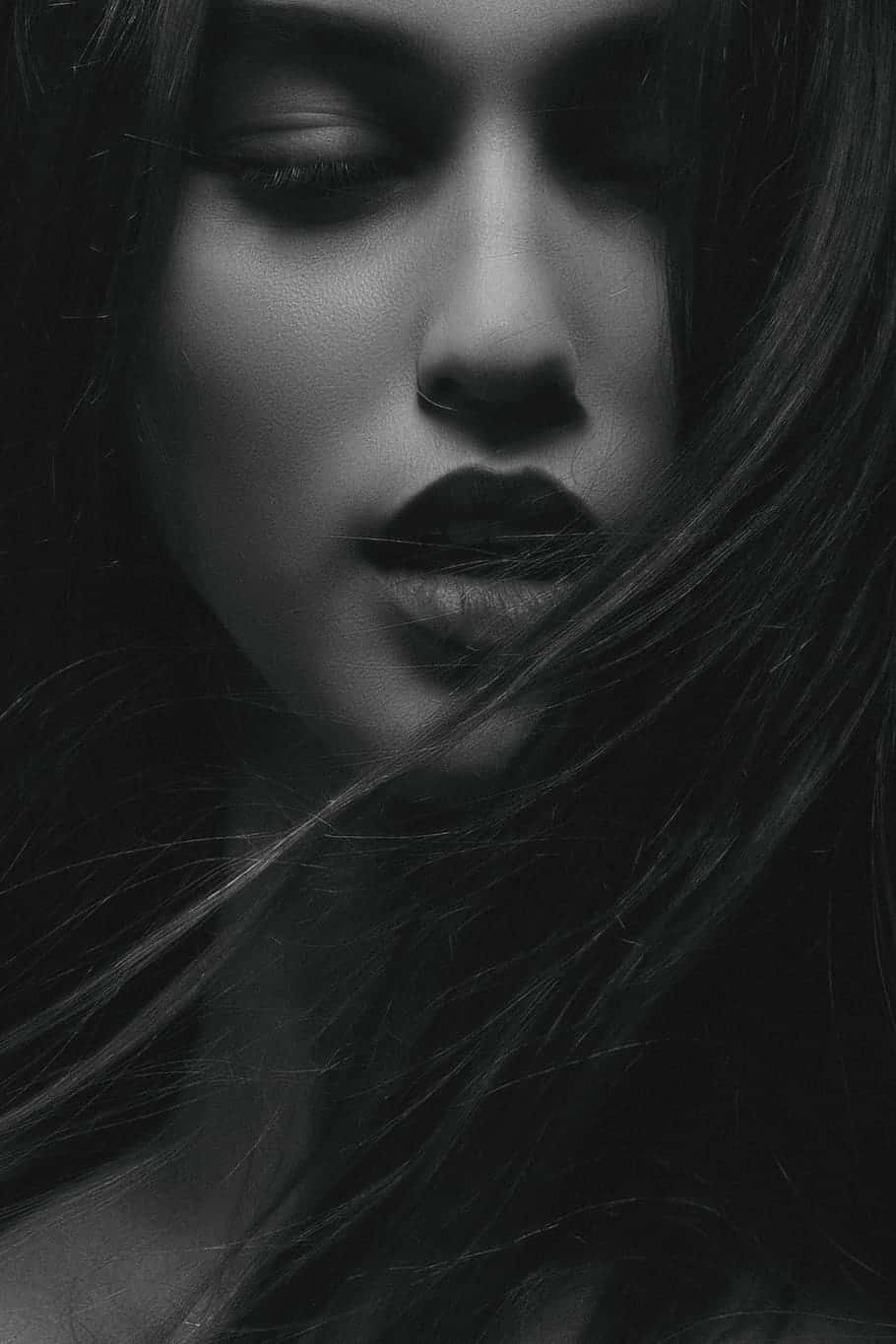 Monochromatic Alluring Woman Face Profile Wallpaper