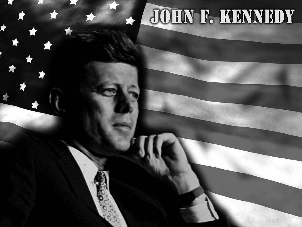 Monochrome American Flag John F. Kennedy Wallpaper